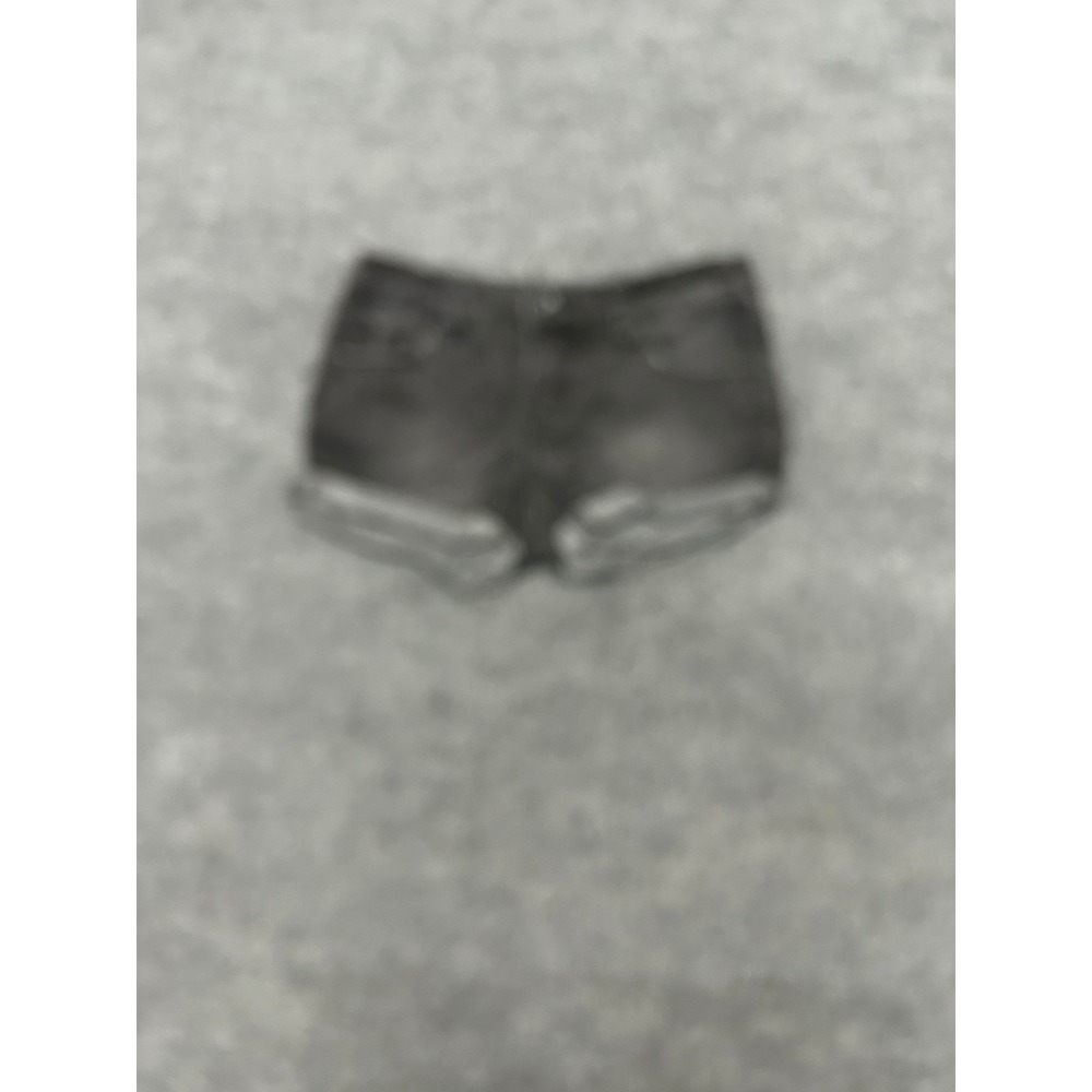 Volcom Denim Shorts Womens Size 3 Black Faded Cuffed Hem Slim Fit Casual Skater
